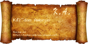 Kádas Ambrus névjegykártya