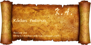 Kádas Ambrus névjegykártya